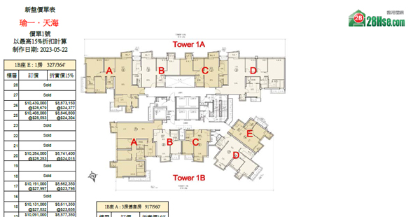 IN ONE Above Floorplan Pricelist Updated date: 2023-05-22