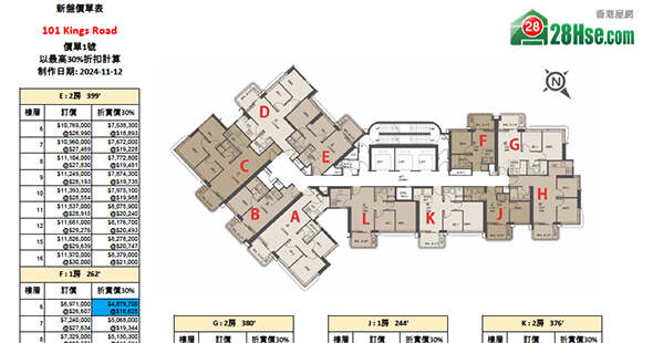 101 Kings Road Floorplan Pricelist Updated date: 2024-11-12