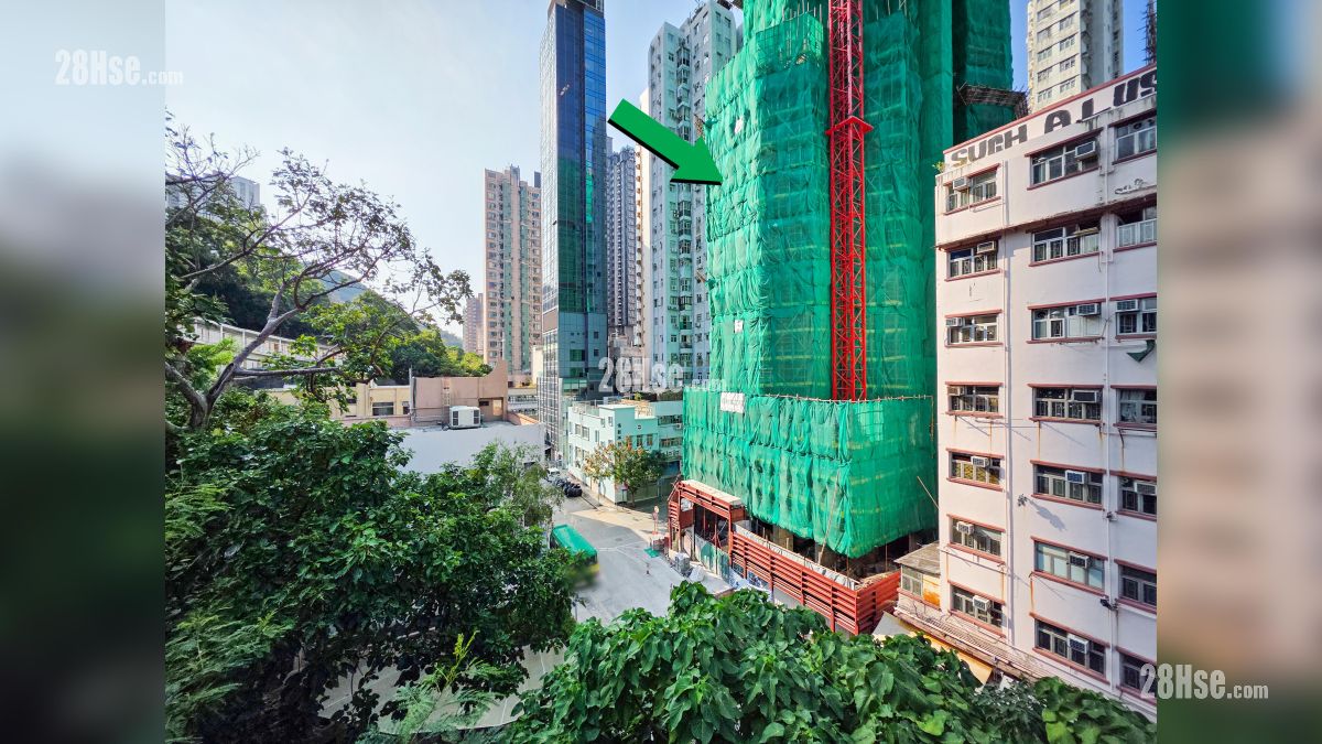 新市街與平瀾街一帶有舊式大廈與單幢式樓宇, 項目位於綠色箭嘴部分
