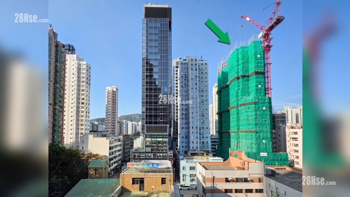 新市街與平瀾街一帶有舊式大廈與單幢式樓宇, 項目位於綠色箭嘴部分