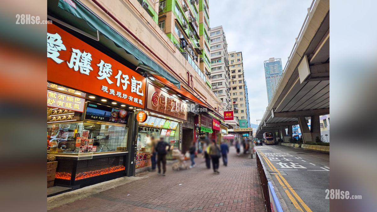 映居 邻近商场或食肆 大角咀道设有较多食肆商铺