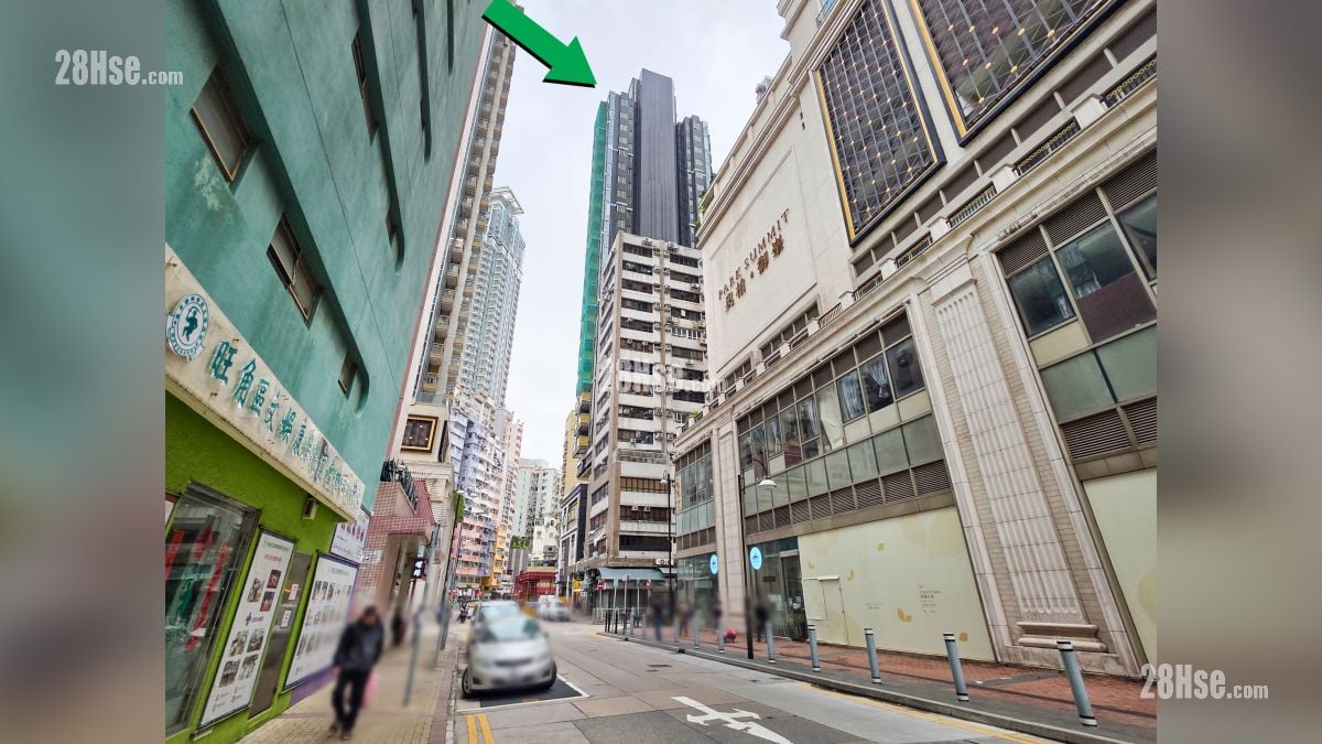 映居 周边大厦 项目 (绿色箭嘴部分) 后方的 Park Summit 奥柏．御峯