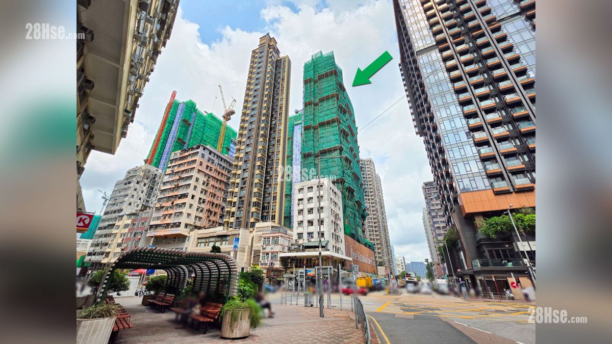 項目 (綠色箭嘴部分) 外的新柳街與馬頭圍道交界