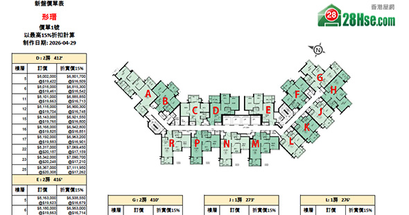 形瑨单位订价图 更新日期: 2026-04-29