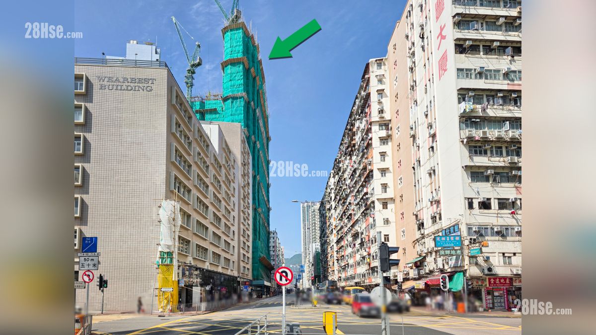 项目 (绿色箭嘴部分) 外的土瓜湾道与浙江街交界